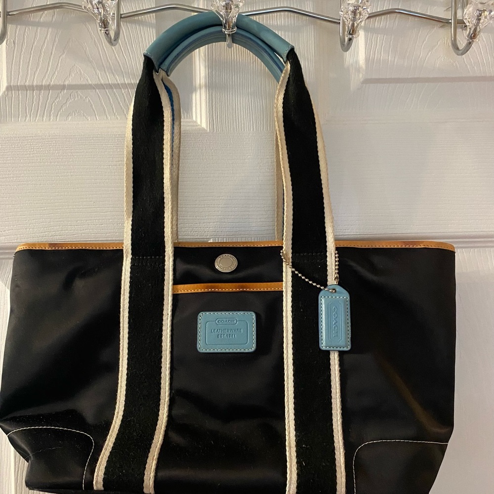 COACH black blue and white purse